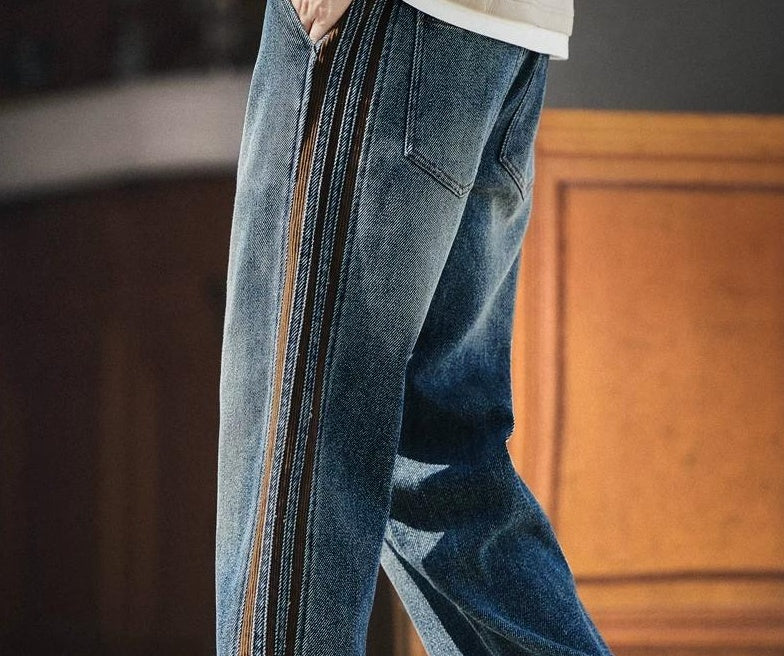 Retro Corduroy Splicing Jeans