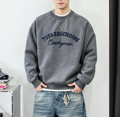 Casual fleece embroidered sweatshirt