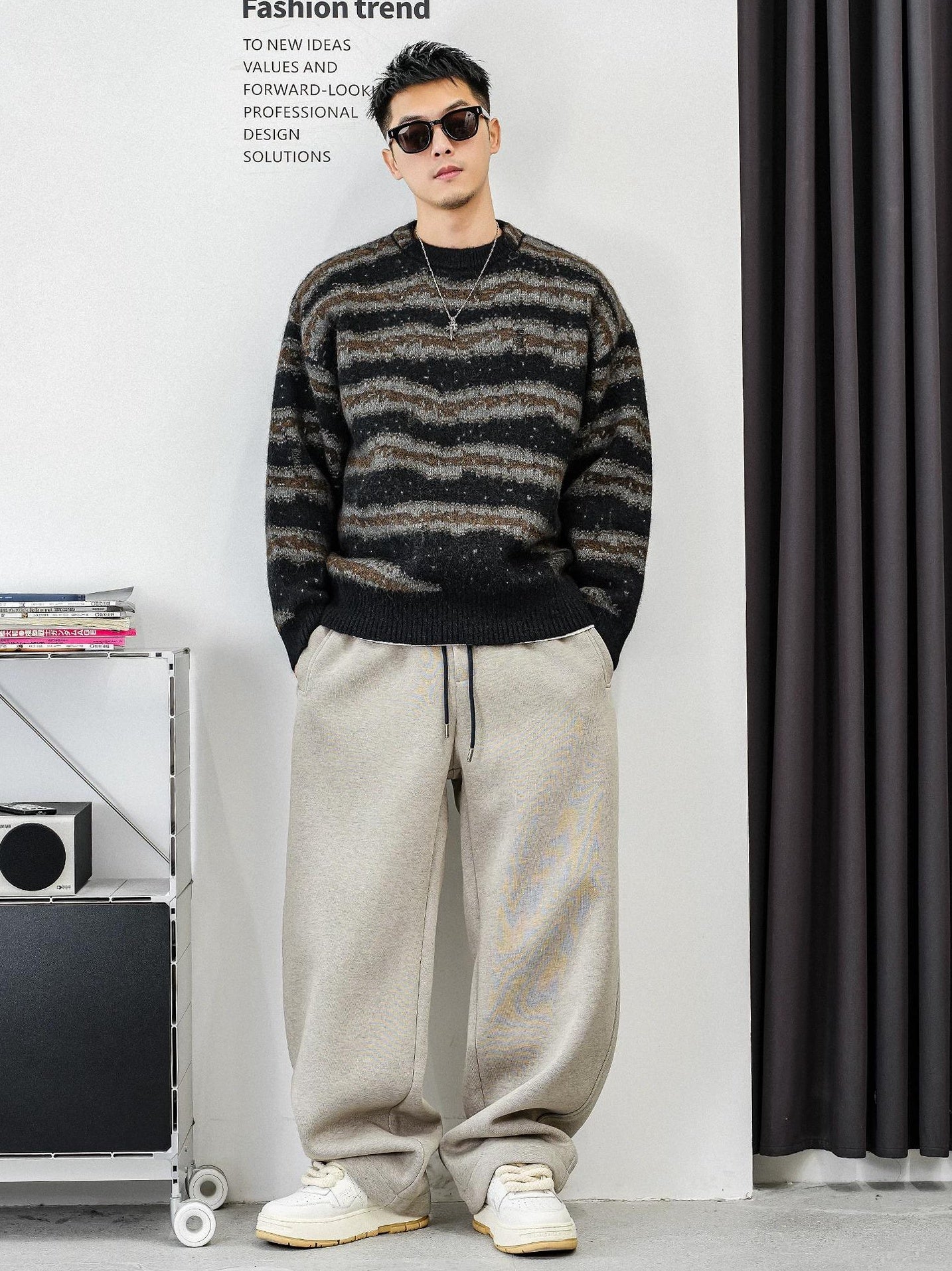 レトロストライプニットジャンパー