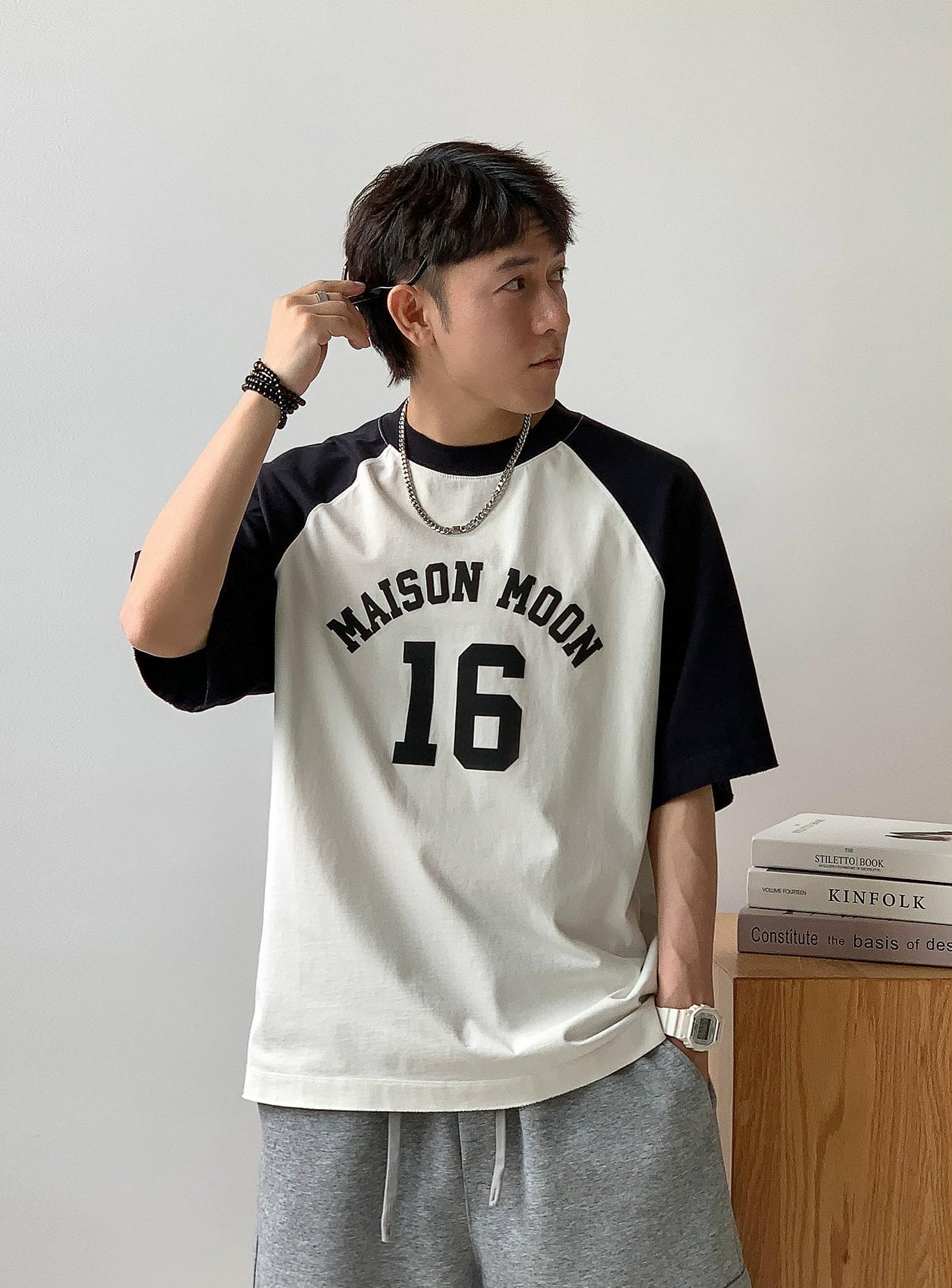 Color Block Letter Print Tee