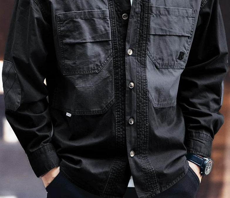 カジュアルマルチポケットロングスリーブシャツ