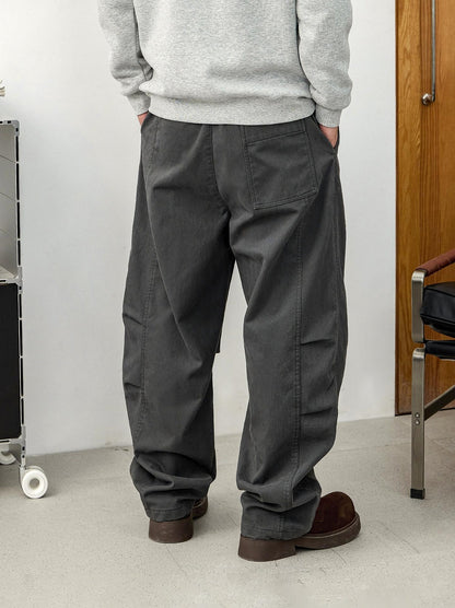 Pleated dark gray wide pants