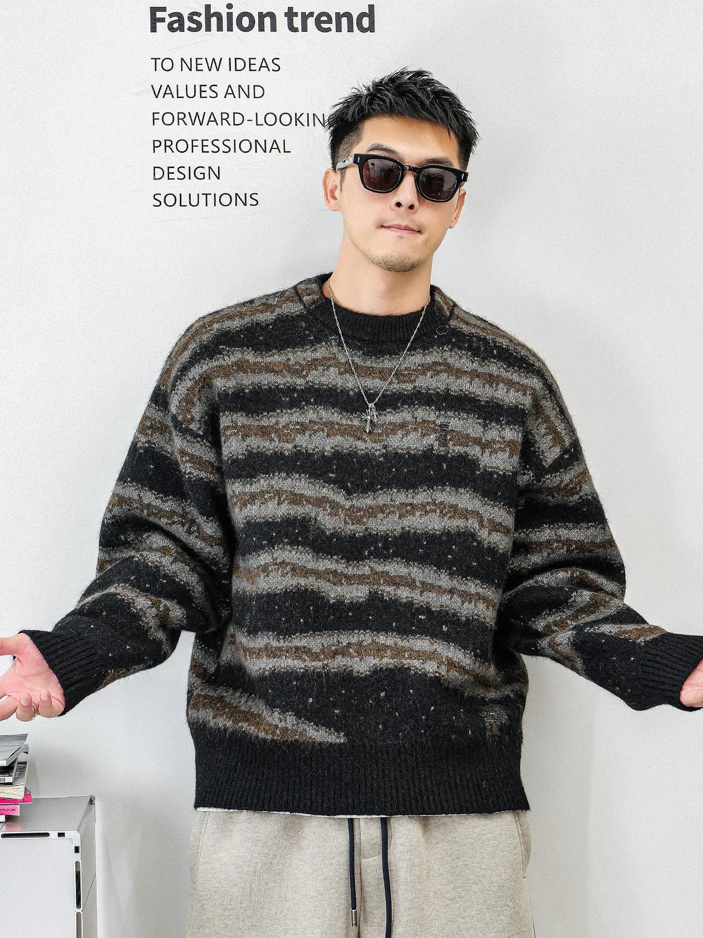 レトロストライプニットジャンパー