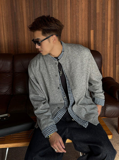 Gray Plaid Cardigan
