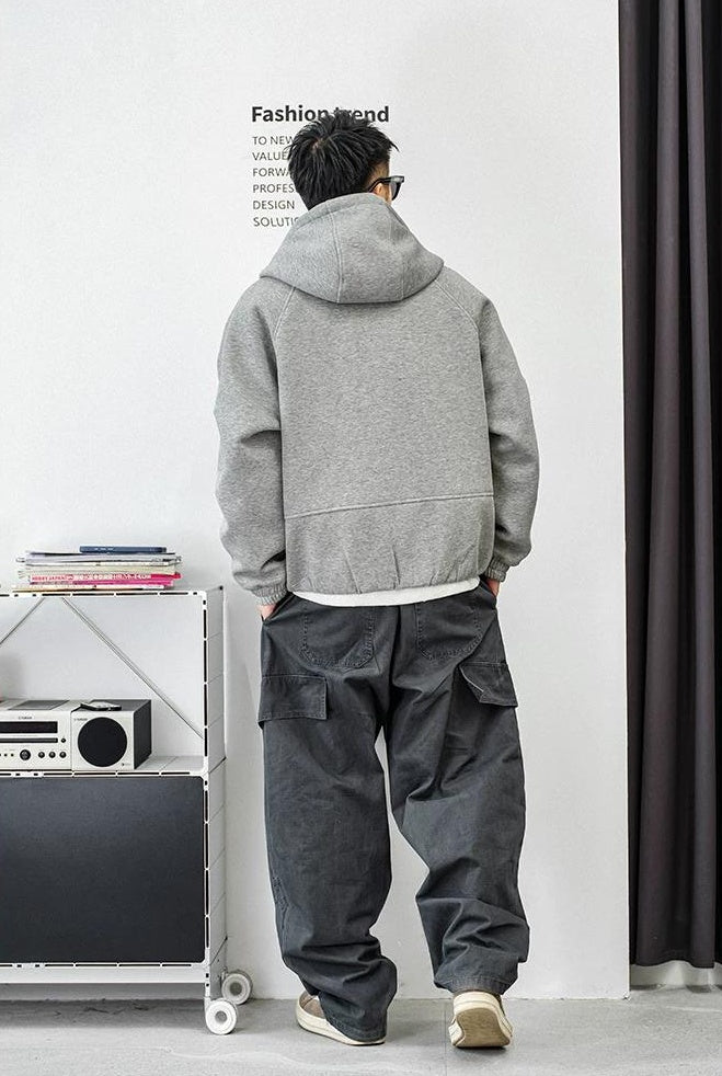 フード付きダウンジャケット　スプライシング