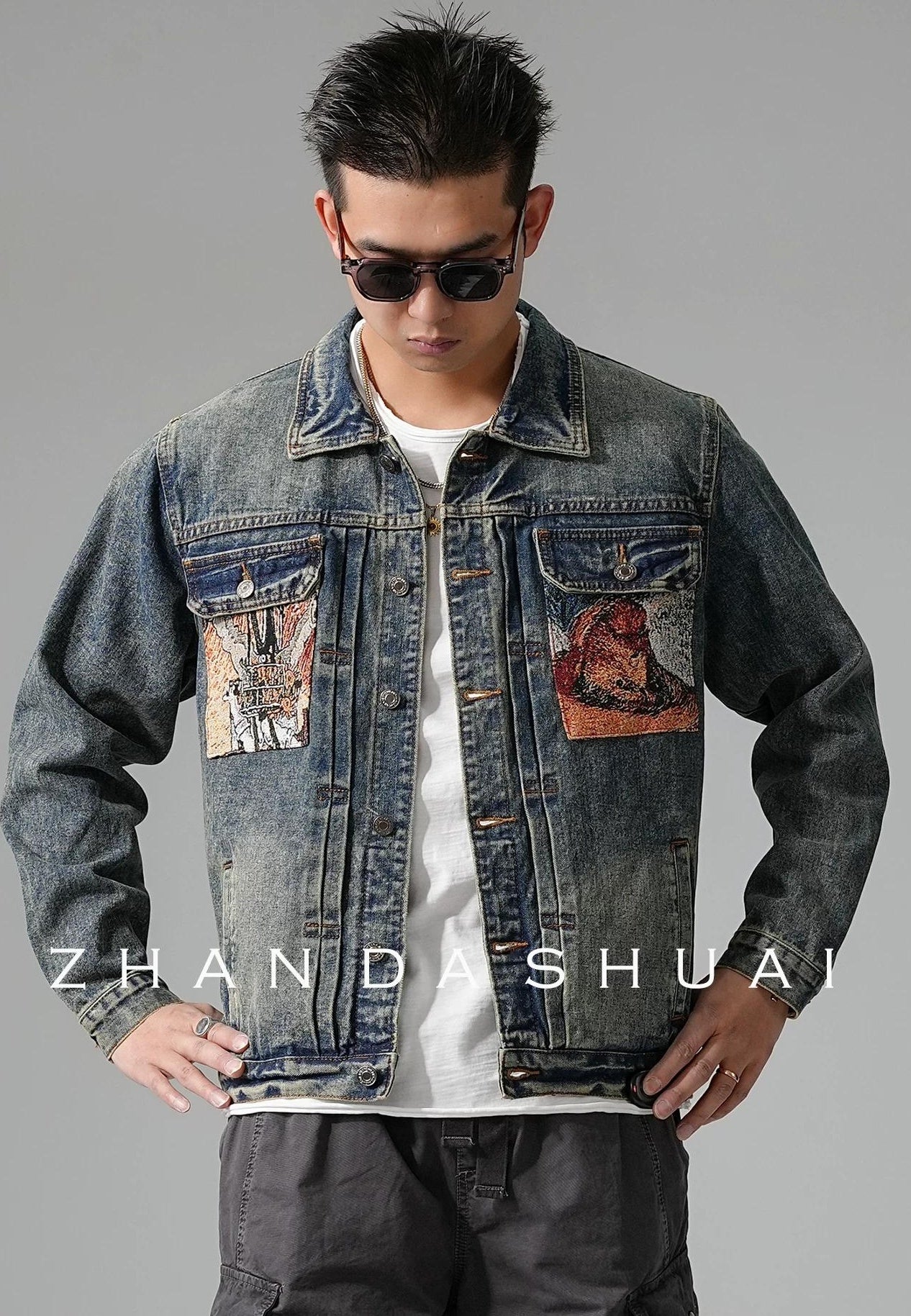 ヘビー刺繍デニムジャケット