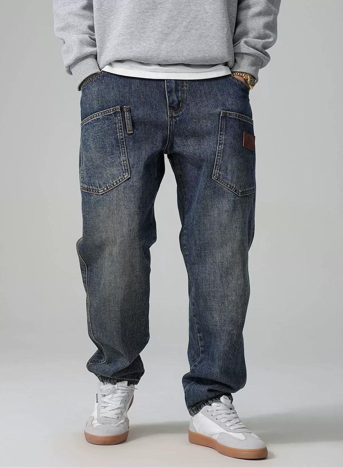 カジュアルマルチポケットワークジーンズ