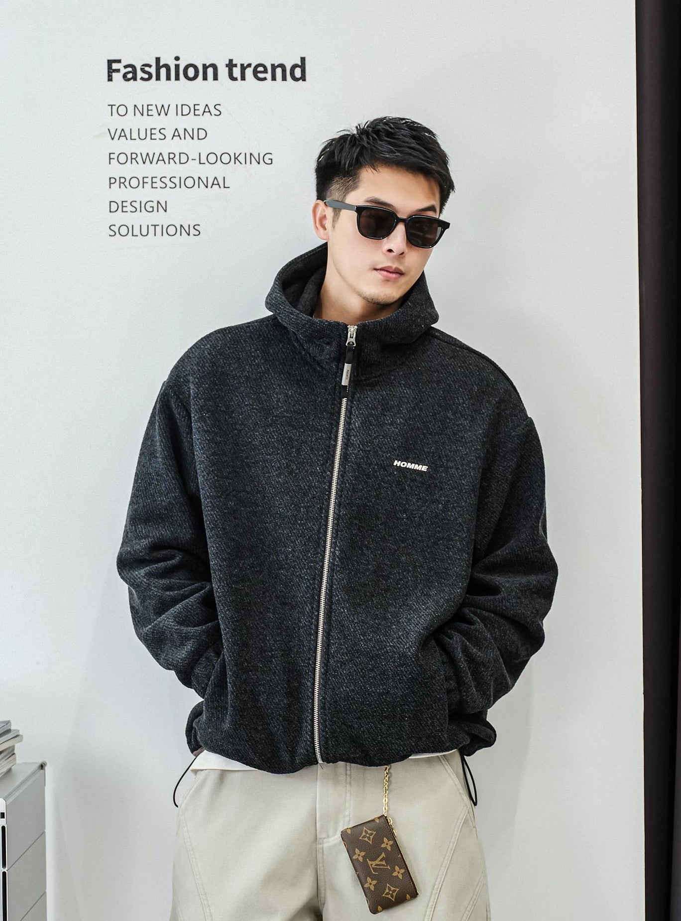 コージー フーデッド カーディガン ジャケット