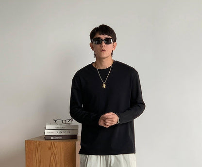 通気性綿ロングスリーブTシャツ