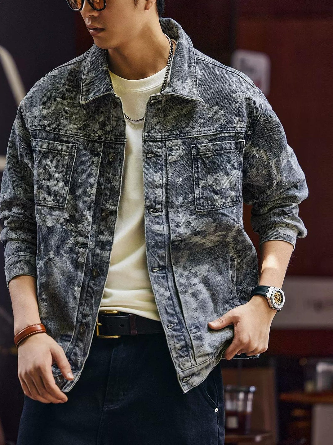 レトロカモフラージュデニムジャケット