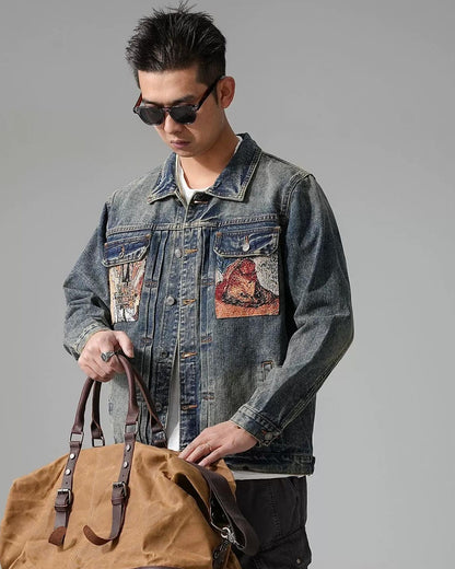 ヘビー刺繍デニムジャケット