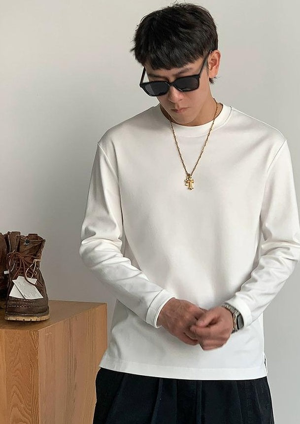 通気性綿ロングスリーブTシャツ