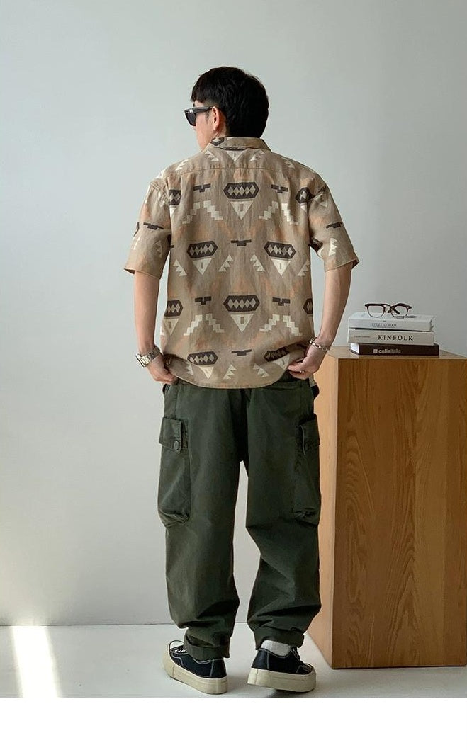 Retro Linen Short-Sleeve Shirt