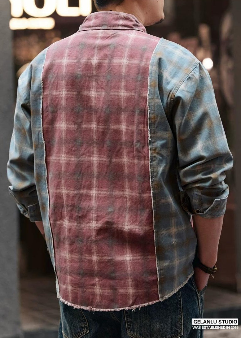 レトロカラー ブロック ワークシャツ