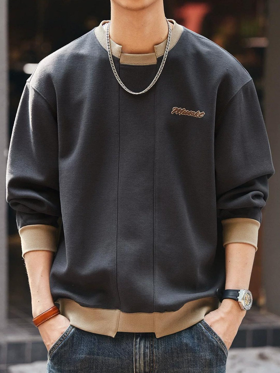 レトロブループリントセーター