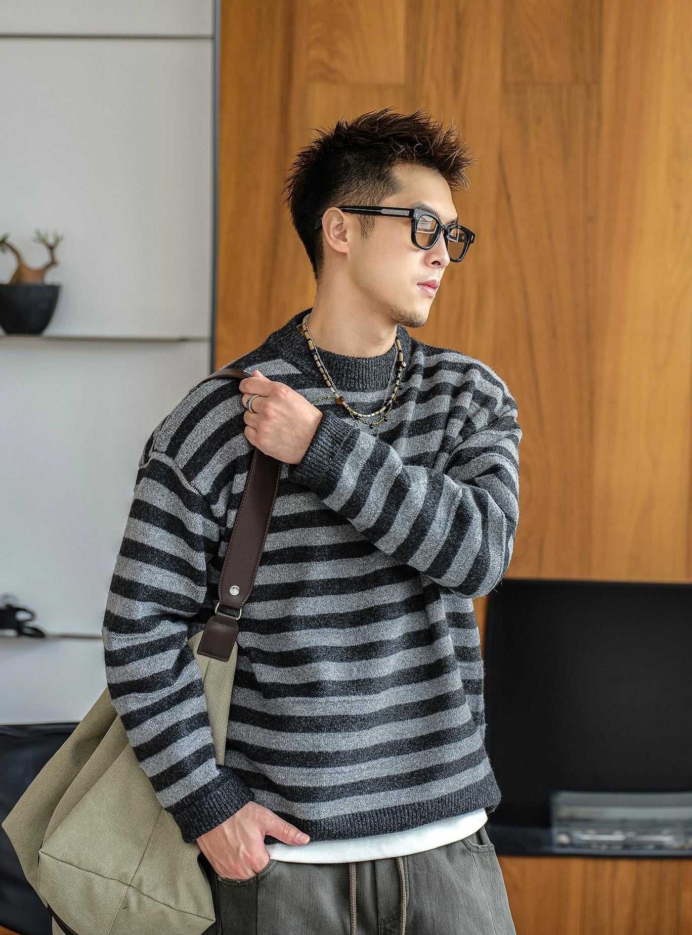 Retro Striped Knit Sweater