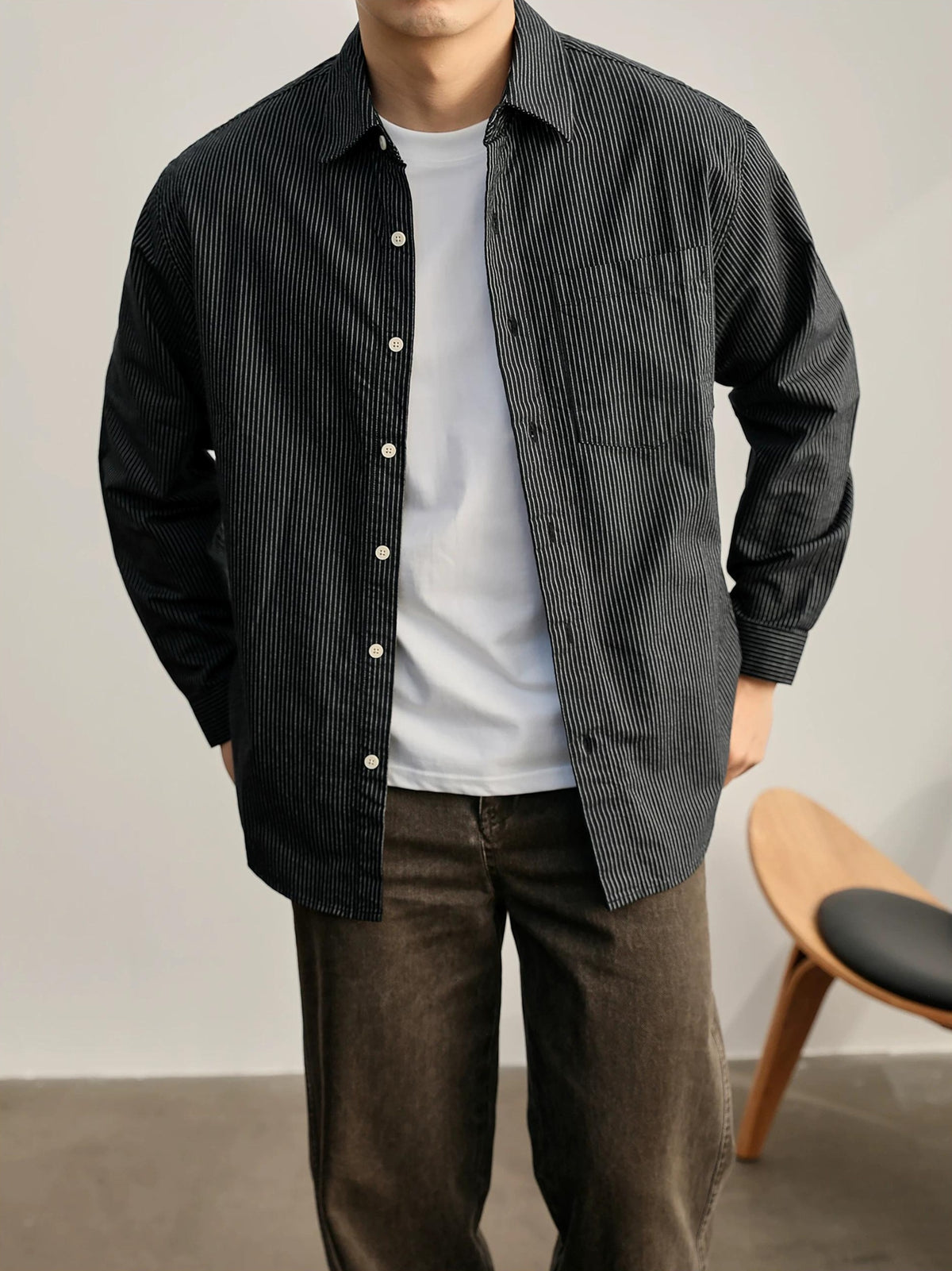 ラグジュアリー ストライプ オーバーサイズ シャツ