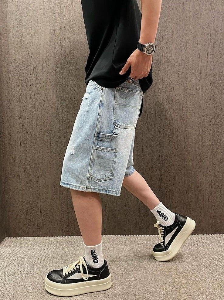 Casual Distressed Denim Shorts