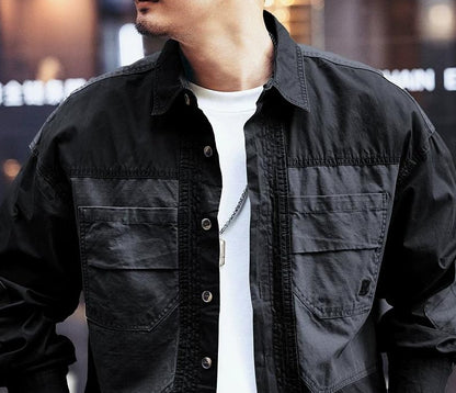 カジュアルマルチポケットロングスリーブシャツ