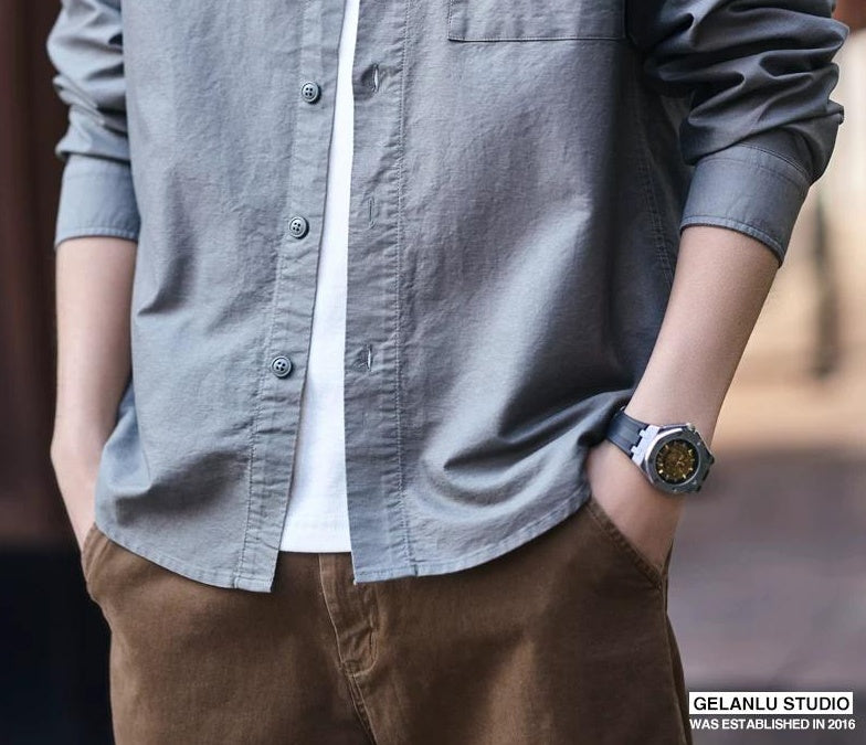 ブルーレトロワークウェアシャツ