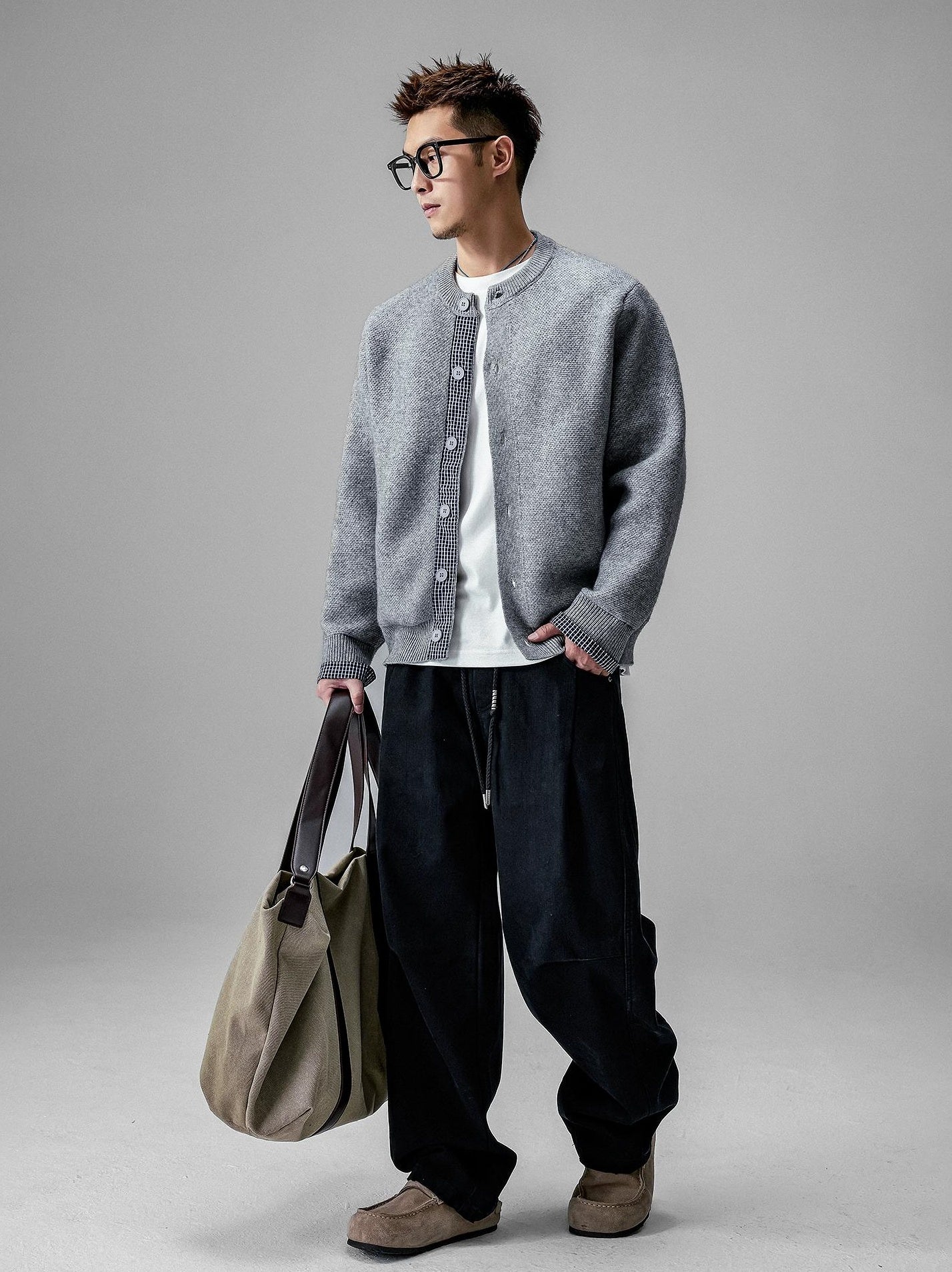 Patchwork Button Cardigan