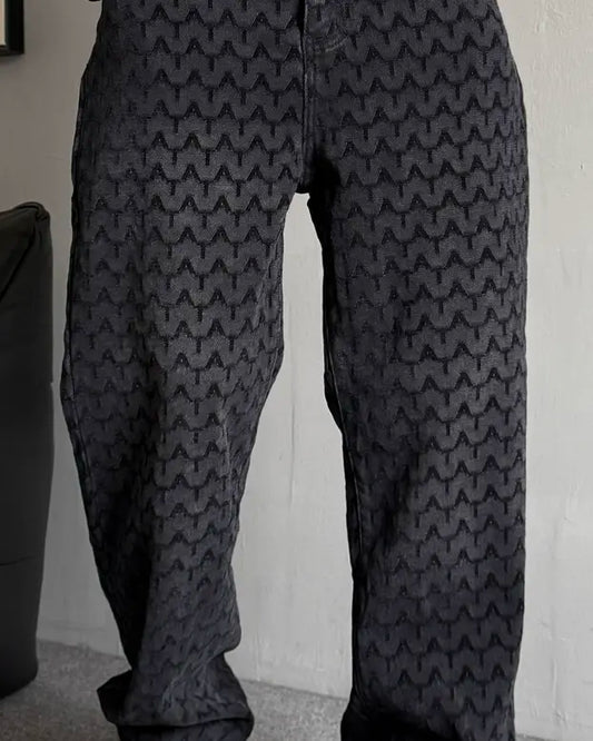 Embroidered Wide-Leg Jeans