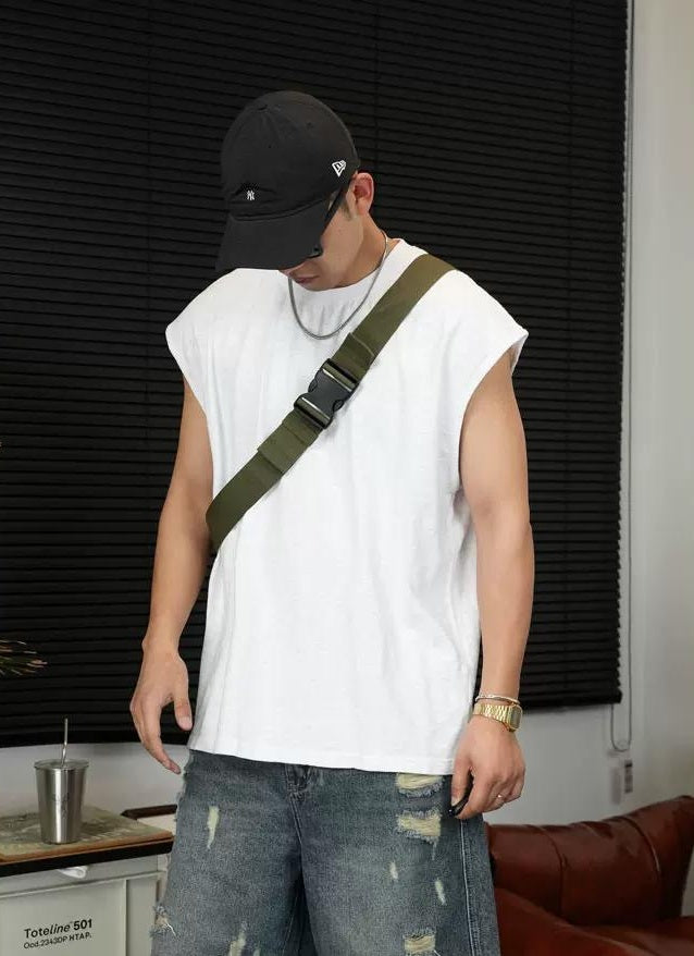 レトロ コットン ノースリーブ Tシャツ