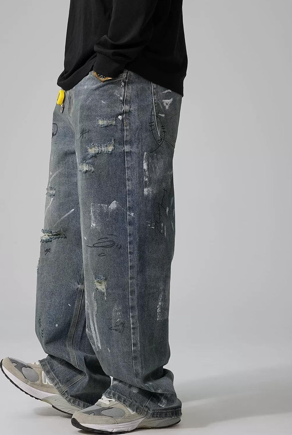 ストリートスタイルワイドレッグジーンズ