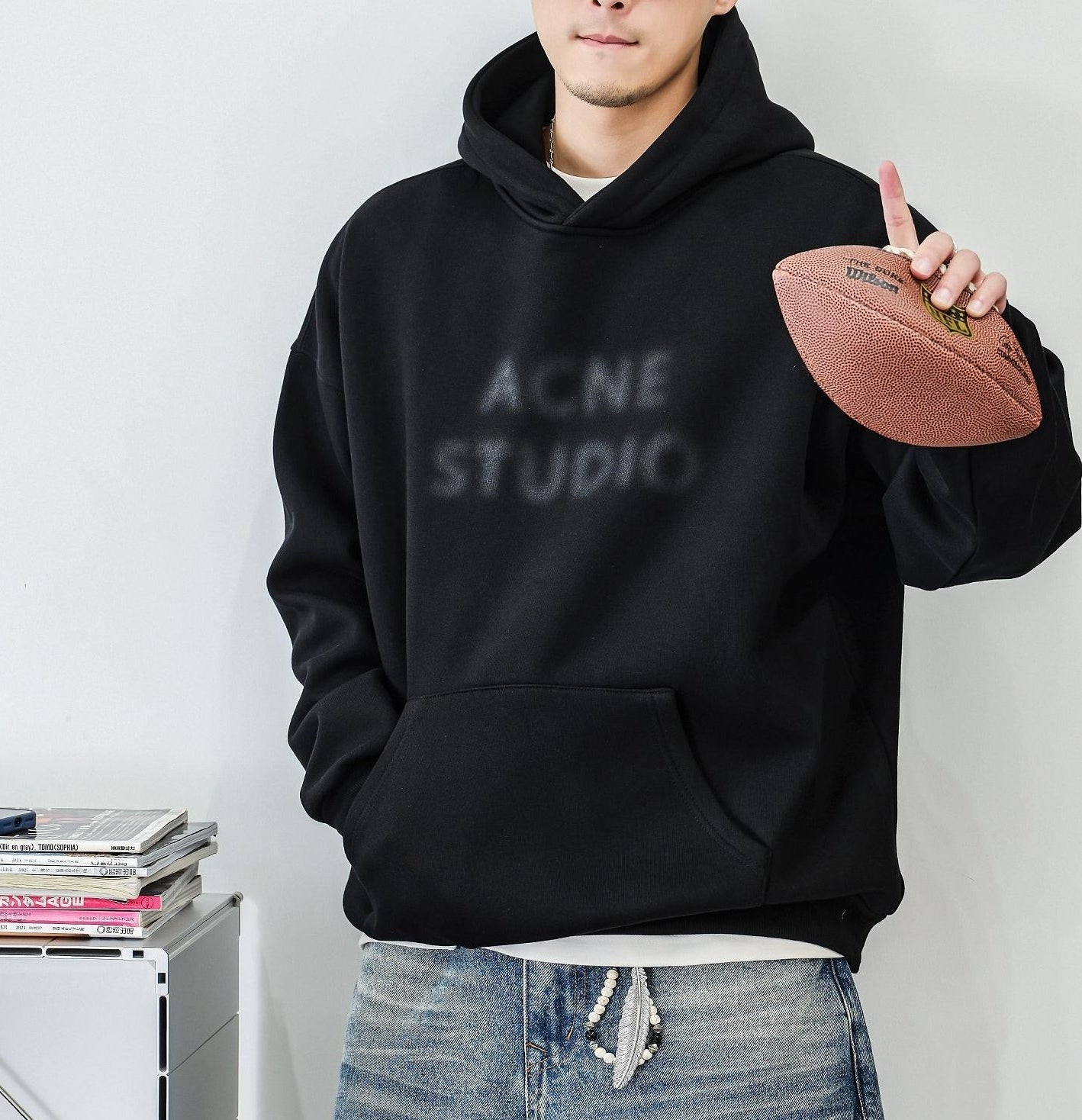 Fleece hooded jacket