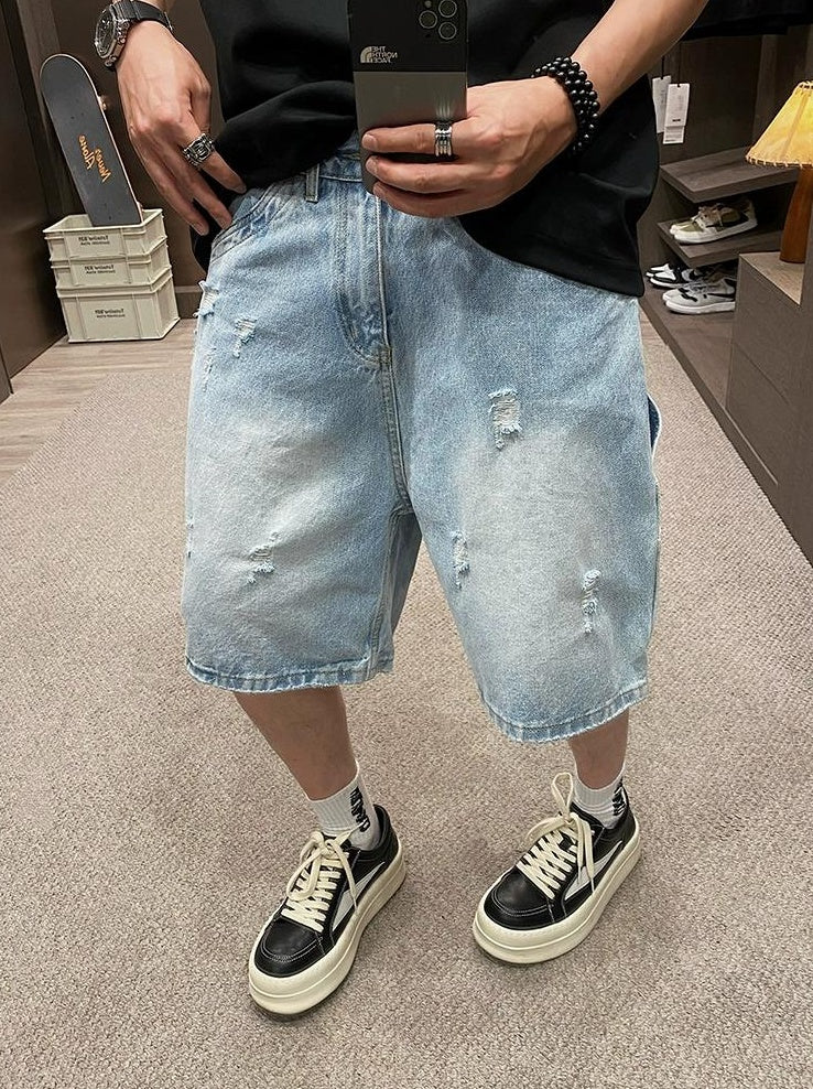 Casual Distressed Denim Shorts