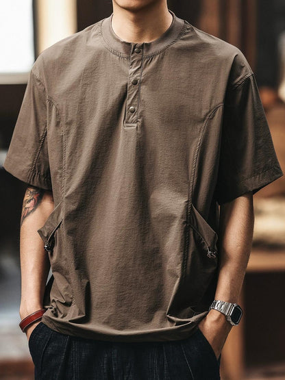 レトロ ヘンリーネック Tシャツ