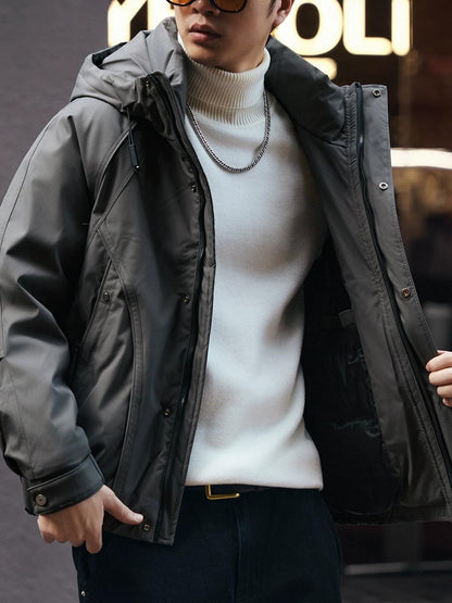 Retro Blue Hooded Down Jacket