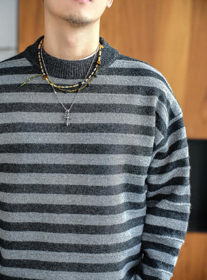 Retro Striped Knit Sweater