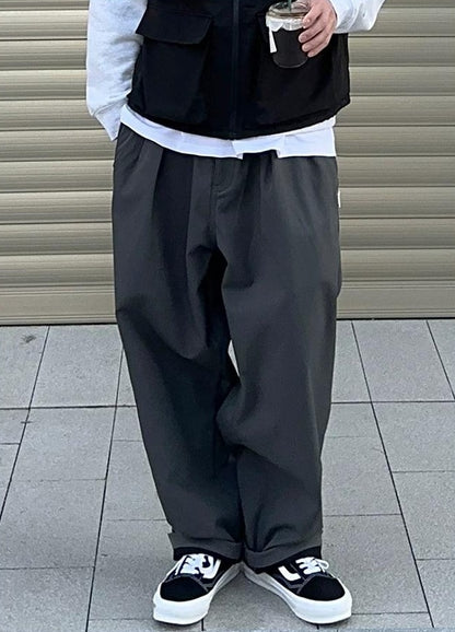 ウィンターフリースプリーツテーパードパンツ
