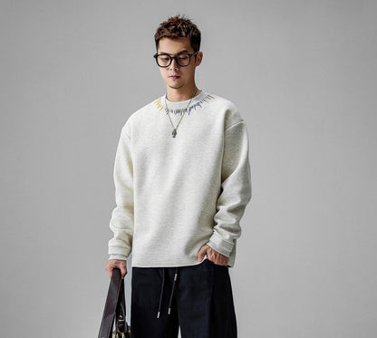 Cozy Embroidered Crew Neck Sweater