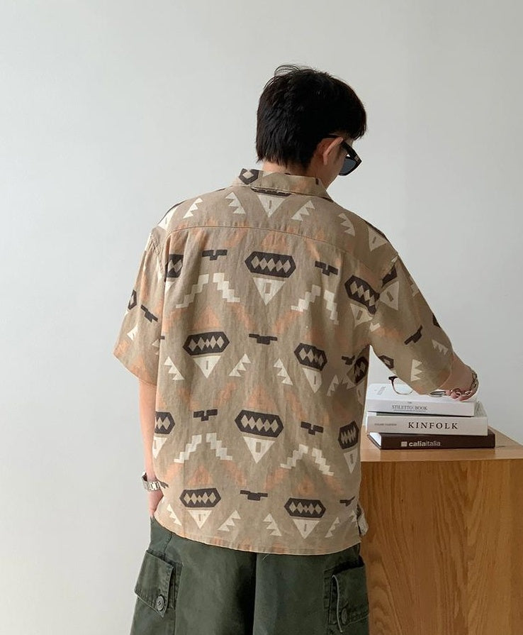 Retro Linen Short-Sleeve Shirt