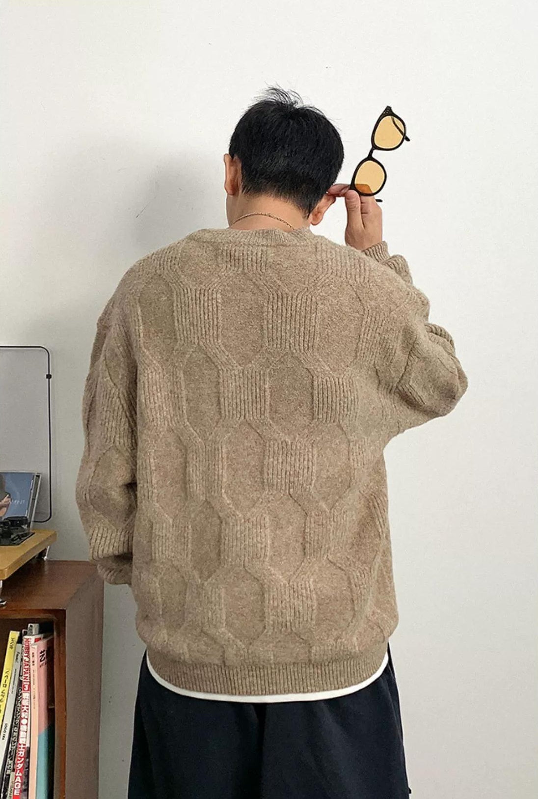 Wool-blend jacquard knit sweater