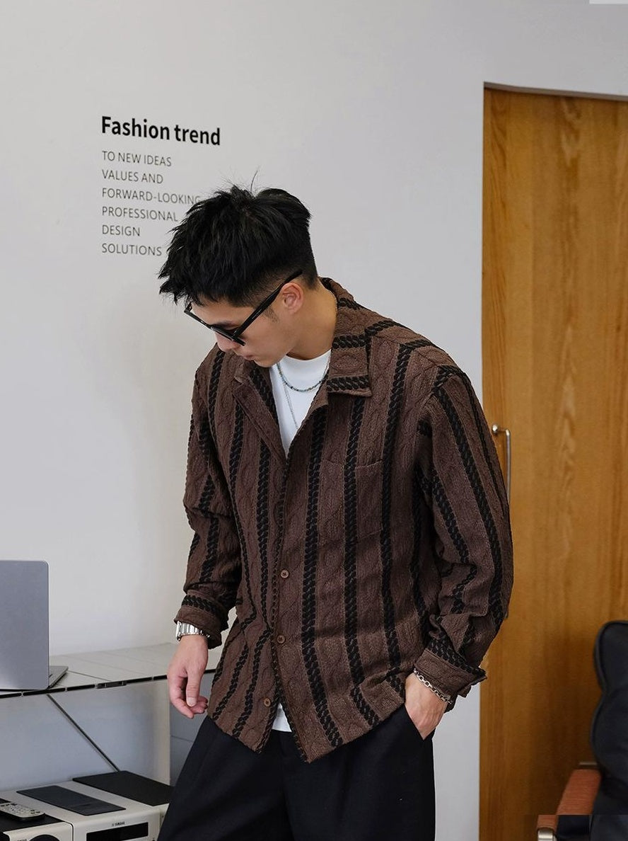 Striped Long-Sleeve Casual Shirt