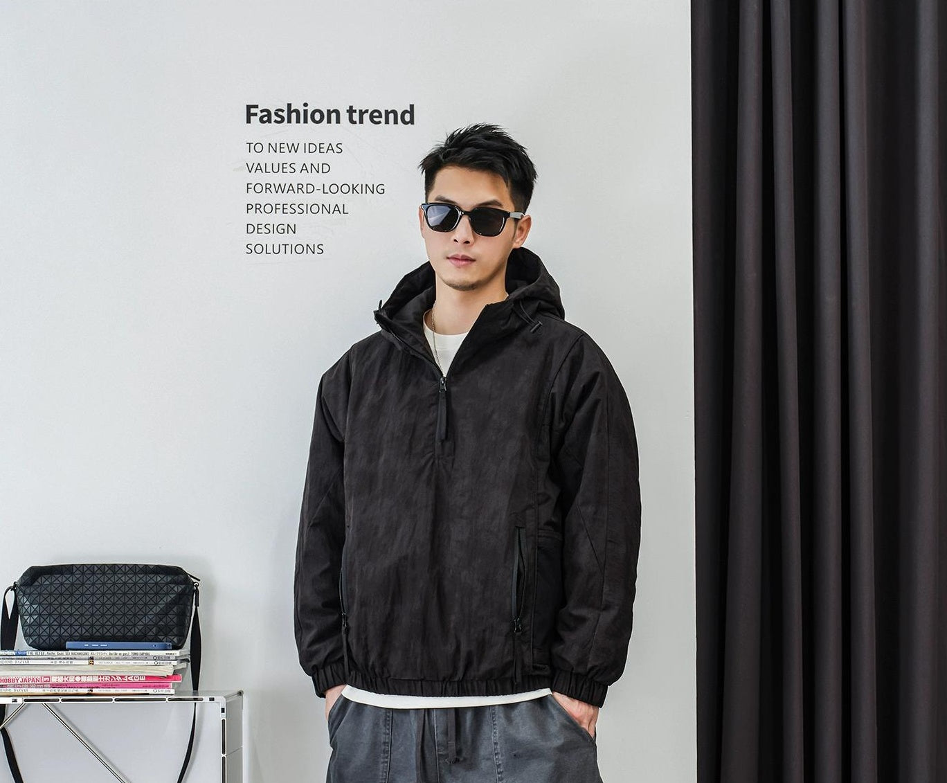 ファッションカモフラージュハーフジップジャケット