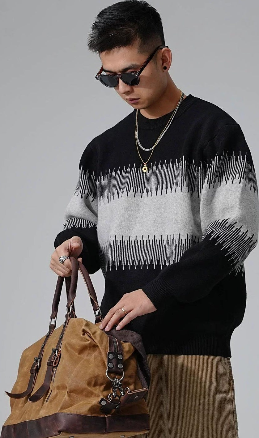 Color Block Round Neck Sweater