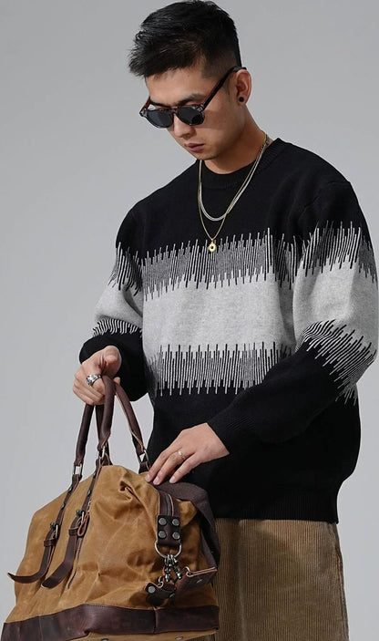 Color Block Round Neck Sweater