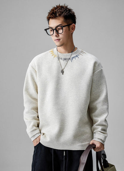 Cozy Embroidered Crew Neck Sweater