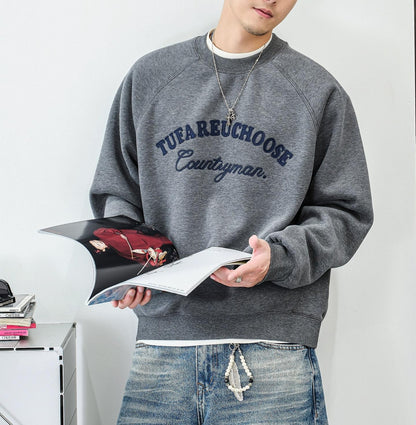 Casual fleece embroidered sweatshirt