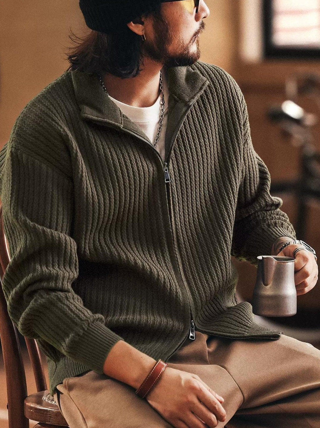 Retro Blue Knit Cardigan