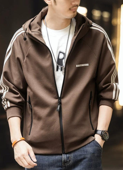 ビッグストライプフード付きカーディガン