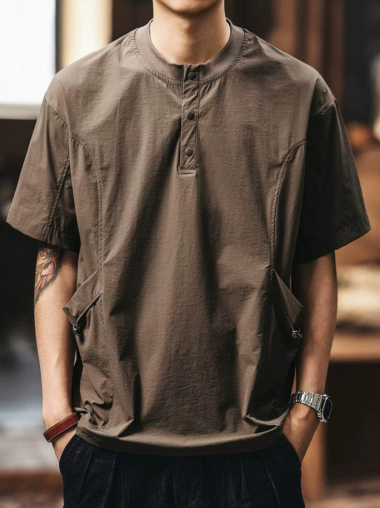 レトロ ヘンリーネック Tシャツ