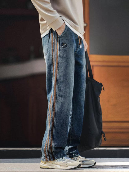 Retro Corduroy Splicing Jeans