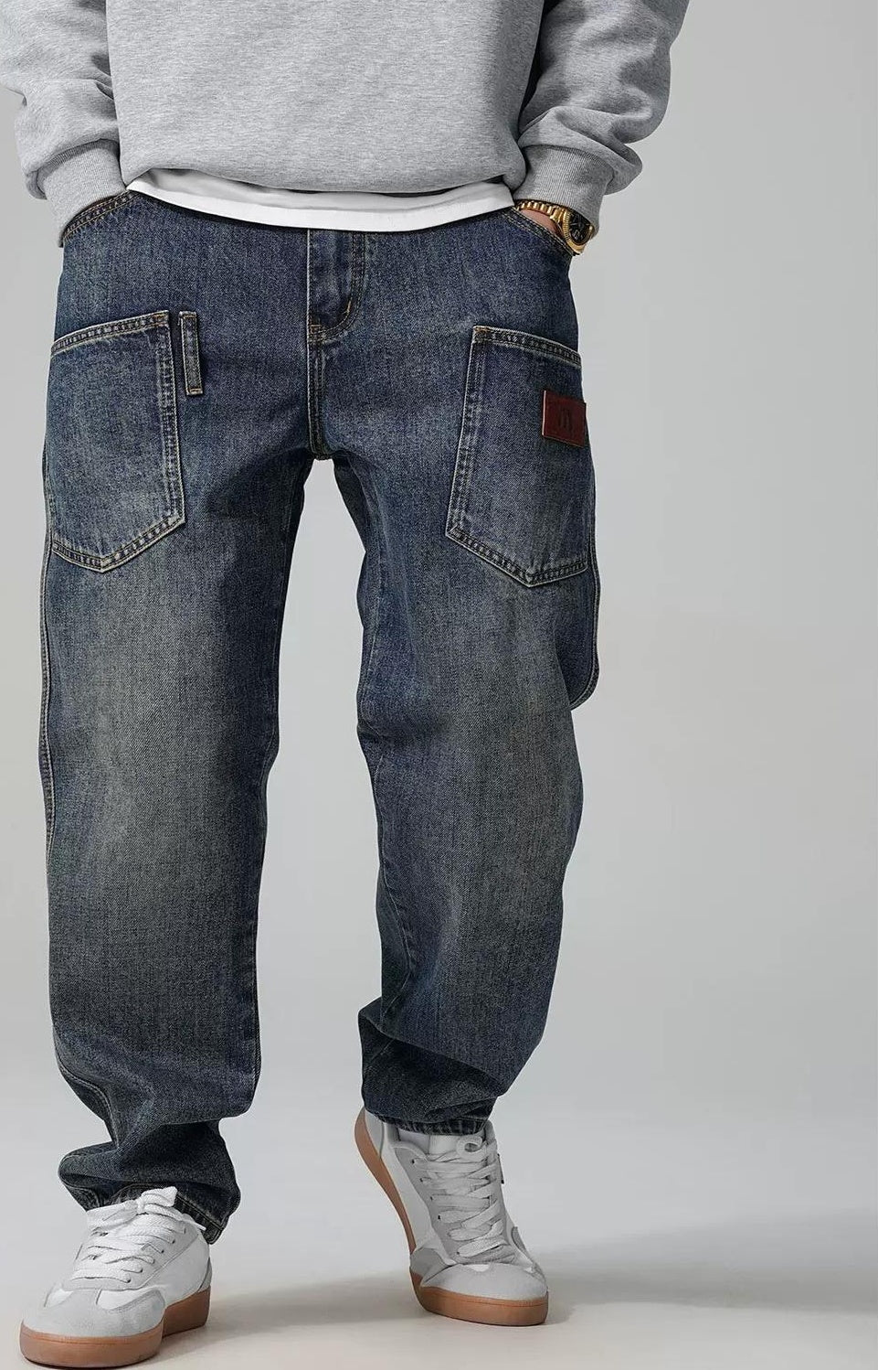 カジュアルマルチポケットワークジーンズ