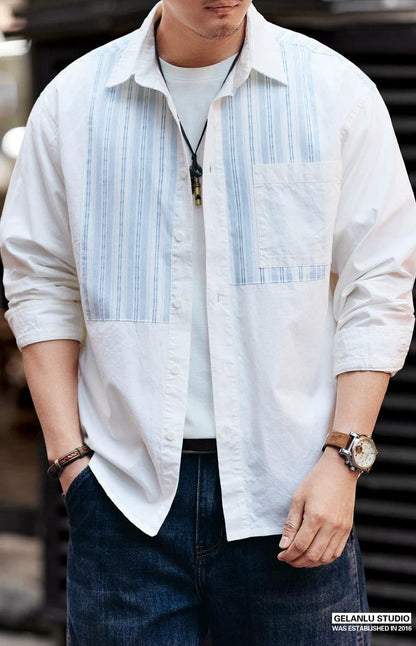 レトロストライプ　カジュアルシャツ