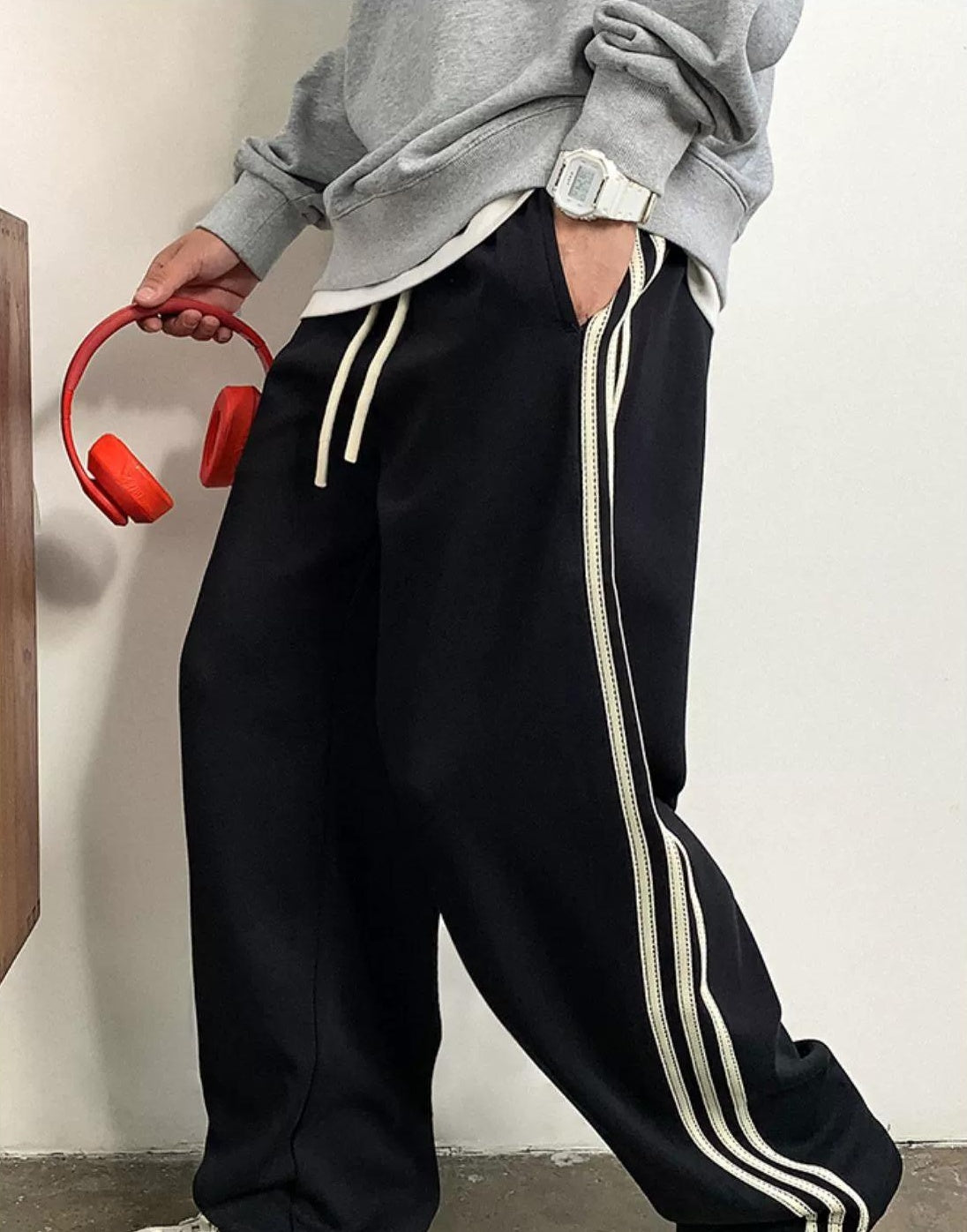 Casual Striped Elastic Pants
